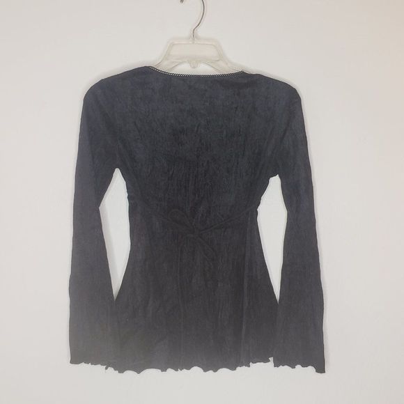Vintage Y2K Velvet Goth Trumpet Sleeve Empire Blouse Size Small - Picture 8 of 10